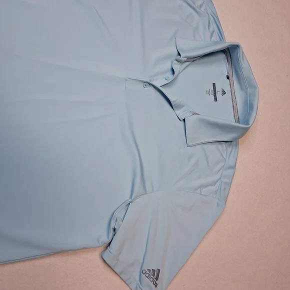 Adidas Sky Blue Men's Polo Golf Shirt - Picture 6 of 7